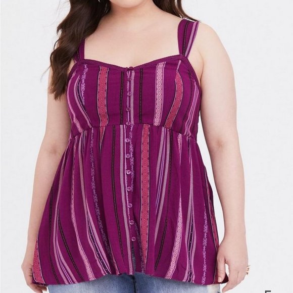 torrid Tops - Torrid Boho Babydoll Crepe Tank